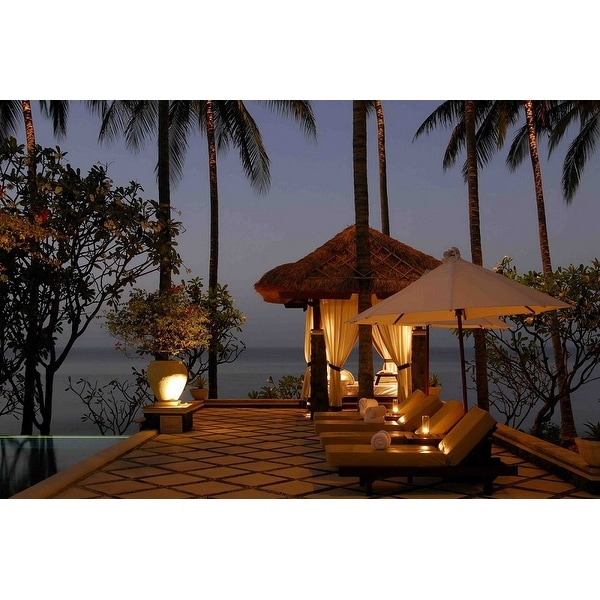 Shop Led Lighted Tiki Hut Relaxation Scene Canvas Wall Art